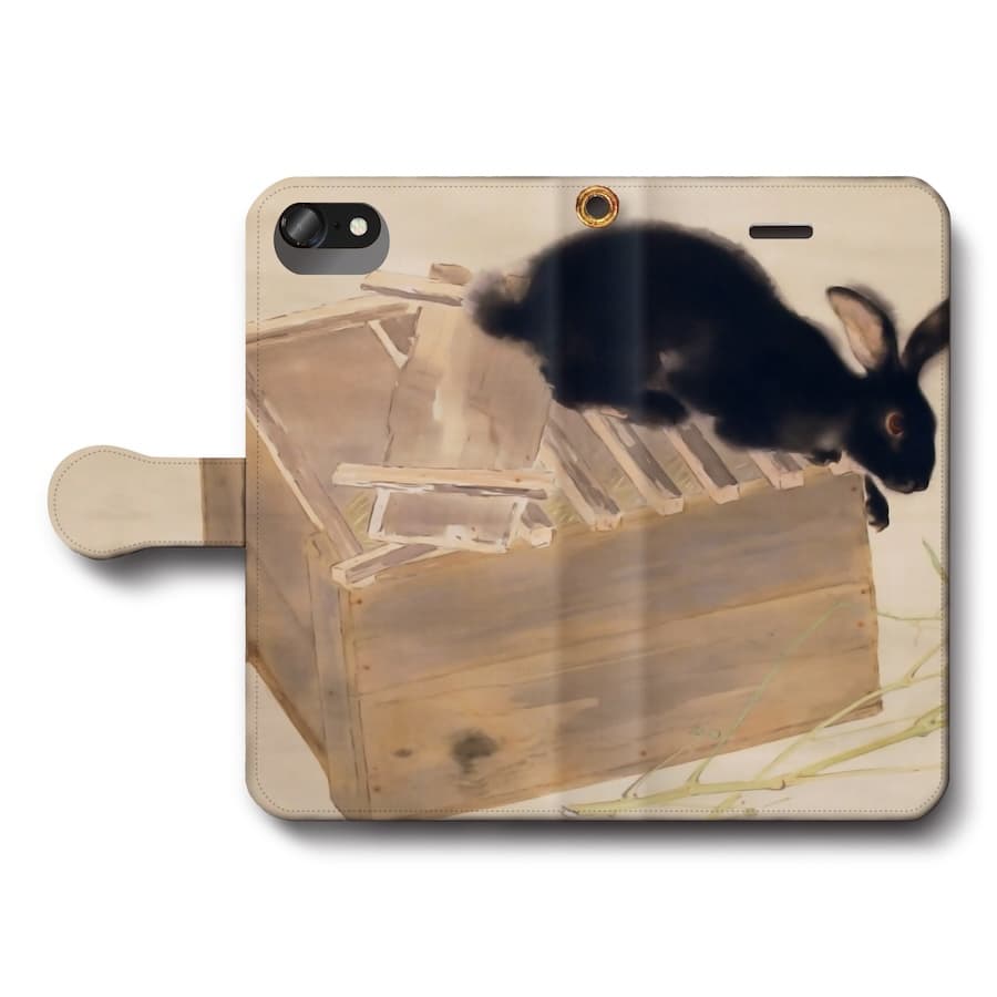 スマホケース手帳型 全機種対応 竹内 栖鳳 家兎 iPhone15Pro iPhone13mini 絵画 人気 あいふぉん iPhone17 iPhone12mini iPhone12Pro iPhone16