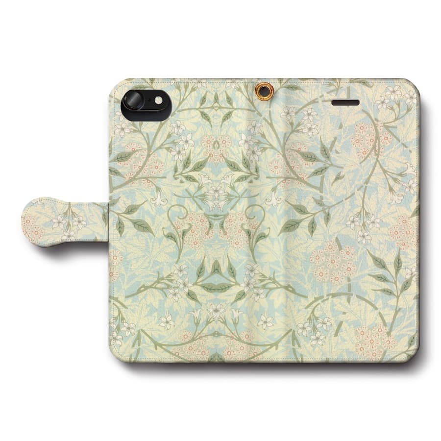 スマホケース手帳型 全機種対応 ウィリアム モリス ジャスミン ケース カバー iPhone16e IPhone17e iPhone12Pro iPhoneXR Xperia iPhone15Pro iPhoneSE第二世代