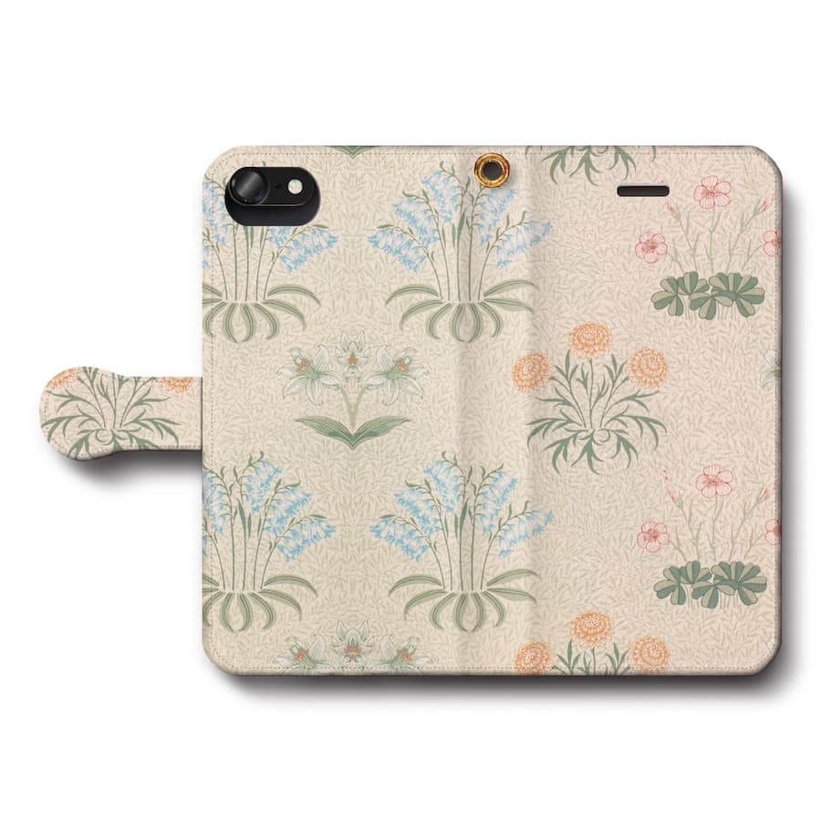 スマホケース手帳型 全機種対応 ウィリアム モリス 百合 iPhone8 ケース iPhone12mini あいふぉん 絵画 人気 IPhoneSE第三世代 SE3 iPhone13 iPhone16