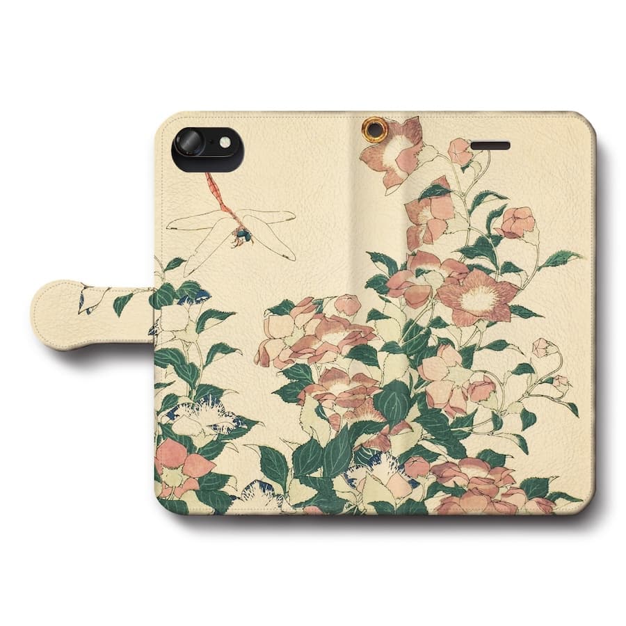 スマホケース手帳型 全機種対応 葛飾北斎 桔梗 ききょう iPhone12Pro iPhone16Pro iPhone8 iPhone7 iPhoneSE第三世代 Galaxy Xperia 名画 絵画 iPhone13