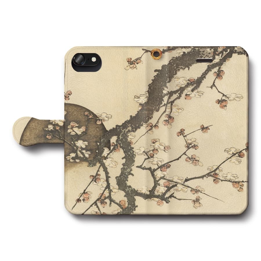 スマホケース手帳型 全機種対応 葛飾北斎 梅と月 iPhoneSE3 ケース iPhone12 スマホカバー IPhone16e 絵画 iPhone16Pro あいふぉん iPhone13 第2世代 SE2