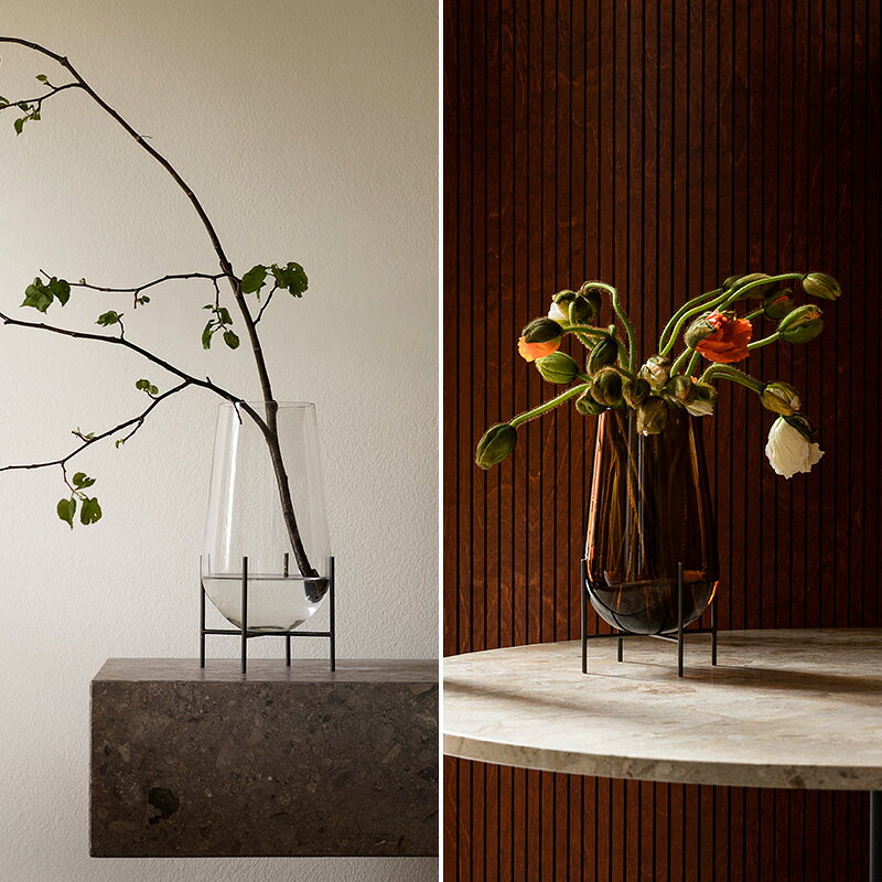 Audo Copenhagen オドー コペンハーゲン  イシャスベース Sサイズ フラワーベース 花瓶 花器 スモーク アンバー おしゃれ ガラス 小さい 北欧 ディスプレイ インテリア リビング 玄関 [3]