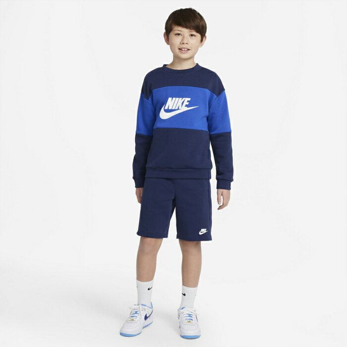 NIKE(ナイキ) スウェット上下セット NSWクルー ショートトラックスーツ ジュニア キッズ 子供 130 (410)ミッドナイトネイビー×ゲームロイヤル NJP-DO6789-410