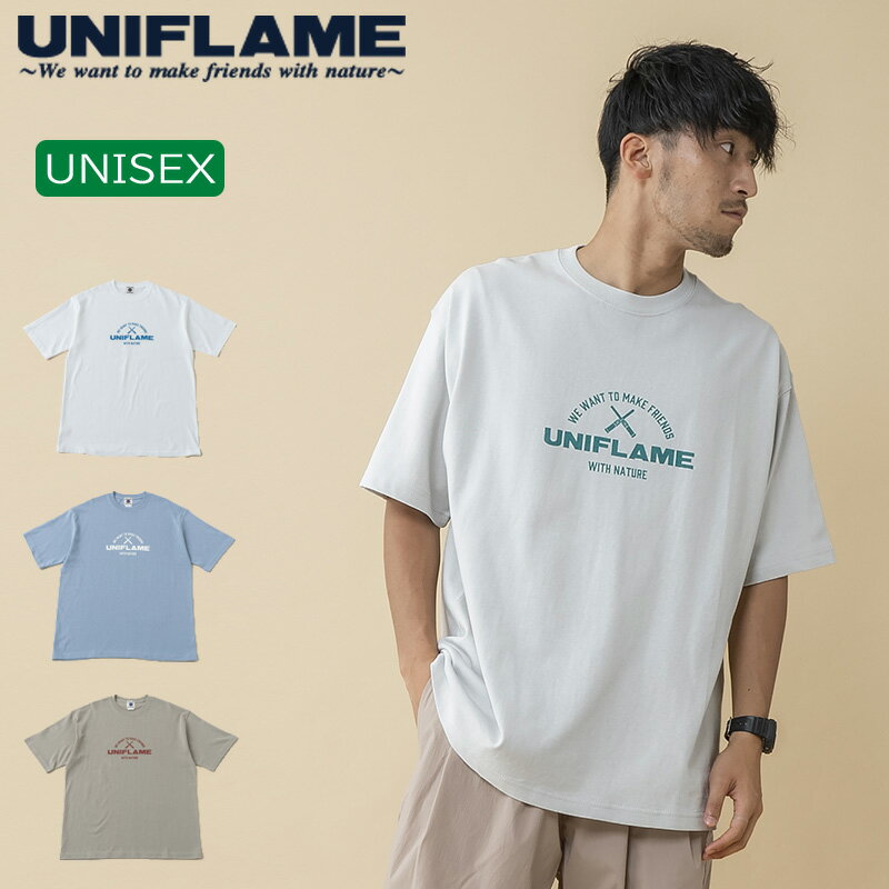 ユニフレーム(UNIFLAME) 【ユニフレーム×ナチュラム】9.1オンス マグナムウェイト STプリント Tシャツ XL フロスグレー URNT-14