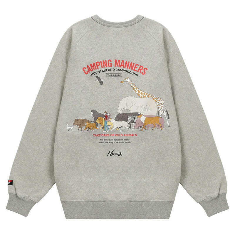 ナンガ(NANGA) エコ ハイブリッド キャンピング マナーズ ワイルド アニマル スウェット シャツ NW2411..
