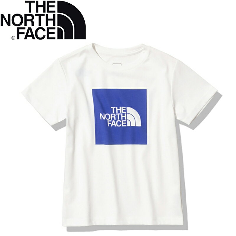 THE NORTH FACE(ザ・ノース・フェイス) Kid's SHORT SLEEVE COL SQU-LG TEE キッズ 130cm ホワイト×TNFブルー(WT) NTJ32361