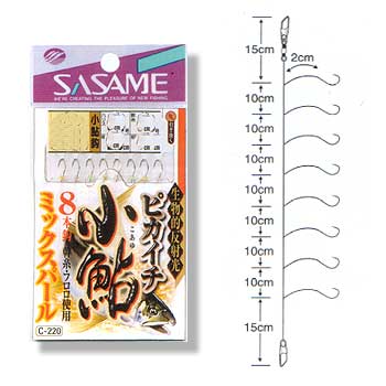 ささめ針(SASAME) ピカイチ 小鯵 ミックスパール(小アジ胴打) 鈎3/ハリス0.6 白 C-220