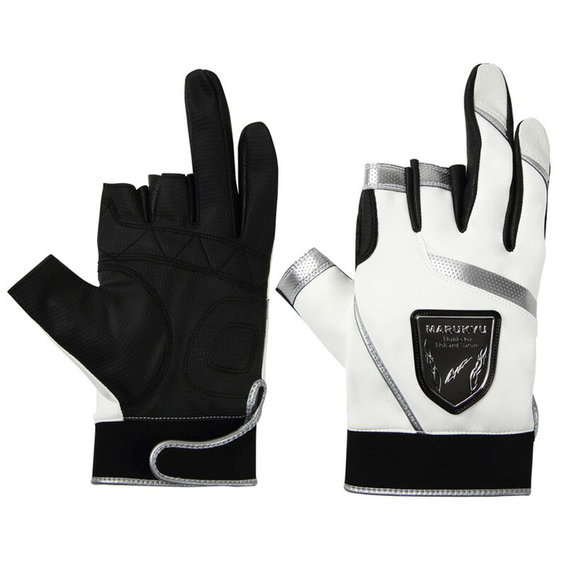 マルキュー(MARUKYU) フィッシンググローブTR-01 3本切り L ホワイト/シルバー 18091