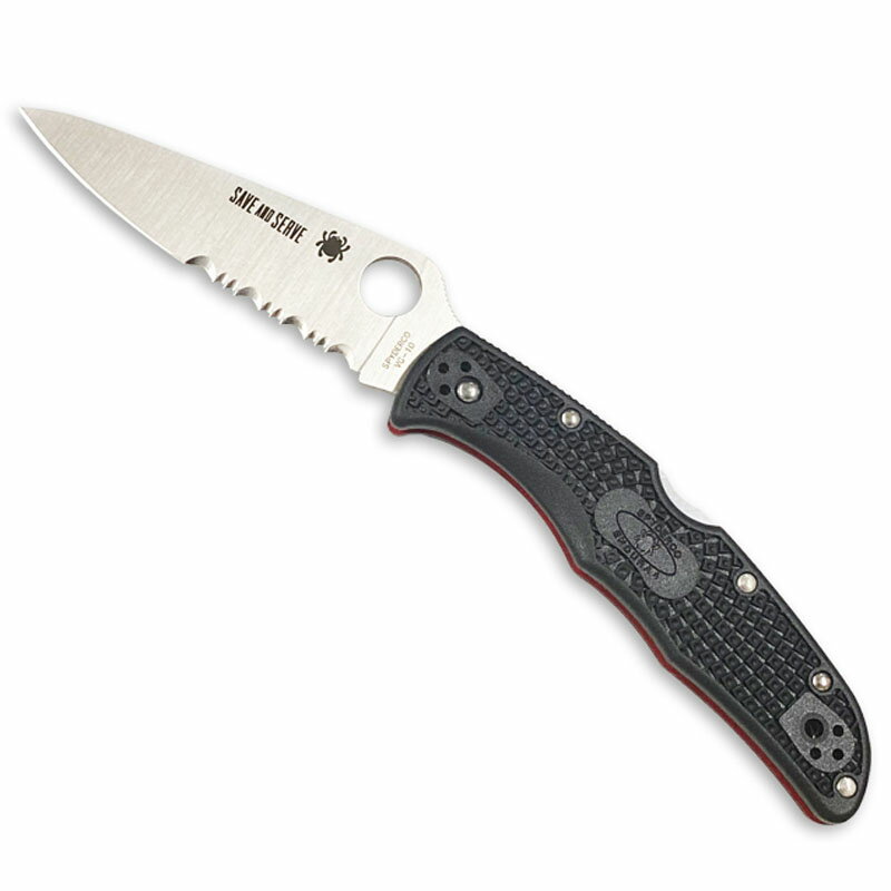 Spyderco(スパイダルコ) エンデューラ4 半波刃 ブラック×レッドライン C10FPSBKRD