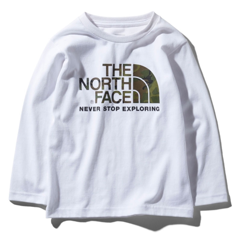 THE NORTH FACE(ザ・ノースフェイス) L/S CAMO LOGO TEE(ログスリーブ カモ ロゴ Tシャツ キッズ) Kid's 130 W(ホワイト) NTJ81824