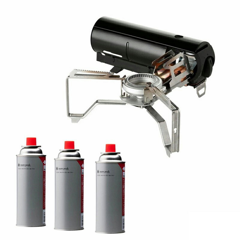 スノーピーク(snow peak) HOME&CAMPバーナー【ブラック】+ギガパワーガスCBブタン×3【4点セット】 ブラック GS-600BKのサムネイル