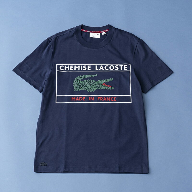 LACOSTE(ラコステ) 【22春夏】ボックス プリント Tシャツ(MADE IN FRANCE) 4(Mサイズ) ネイビーブルー TH3356L