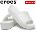 CROCS(NbNX) CLASSIC PLATFORM SLIDE(NVbN vbgtH[ XCh) 24cm(W8) White 208180