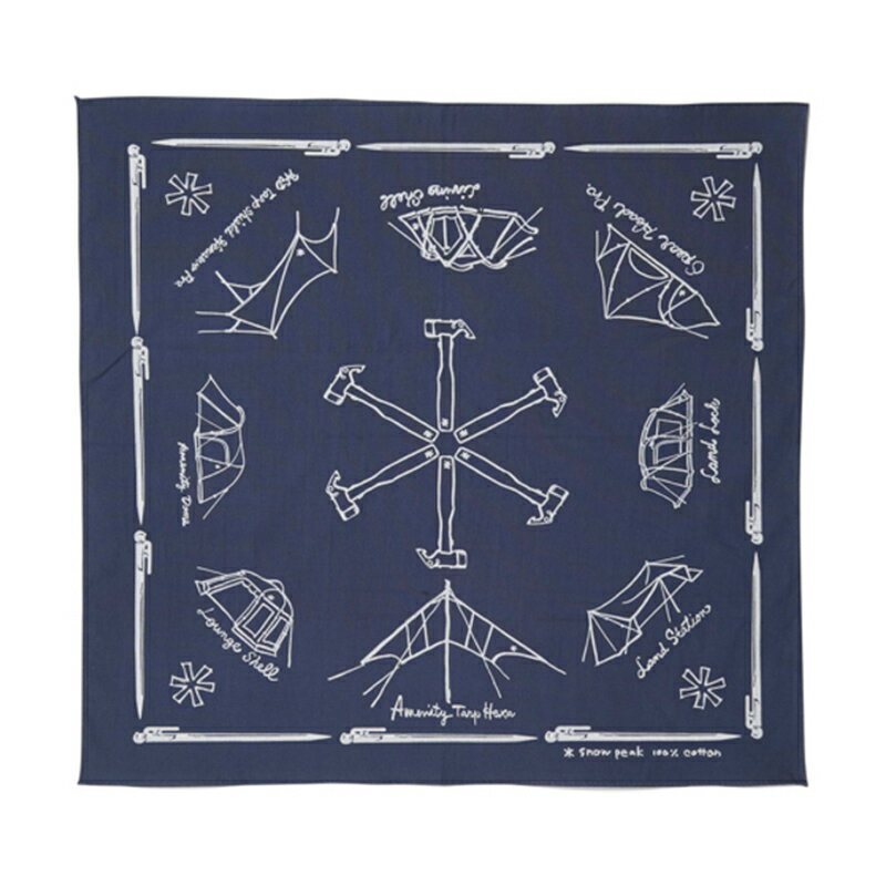 スノーピーク(snow peak) 【23秋冬】OG Cotton NOASOBI Bandana(OG コットン ノアソビバンダナ) ONE SIZE Navy AC-21AU205RNV