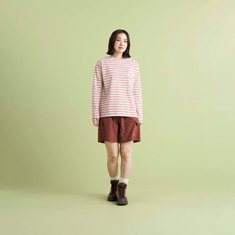 ナンガ(NANGA) 【24春夏】ECO HYBRID LOOSE FIT BORDER L/S TEE W WL L.GRY×PINK NW2412-1G809-B 3