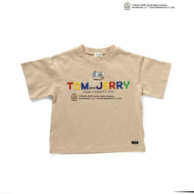 F.O.KIDS(エフ・オー・キッズ) 【24春夏】Kid's トム&ジェリーコラボ ブロックロゴ Tシャツ キッズ 140cm ベージュ R207034