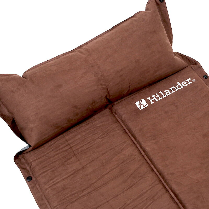 Hilander(ハイランダー) スエードインフレーターマット 2つ折り仕様(枕付きタイプ) 3.2cm シングル ブラウン UK-18通販格安セール情報 楽天 通販
