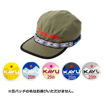KAVU(カブー) 【25周年缶バッチ付き】エンブロイダリー ストラップキャップ L COGHLANS×Olive 19810756188007
