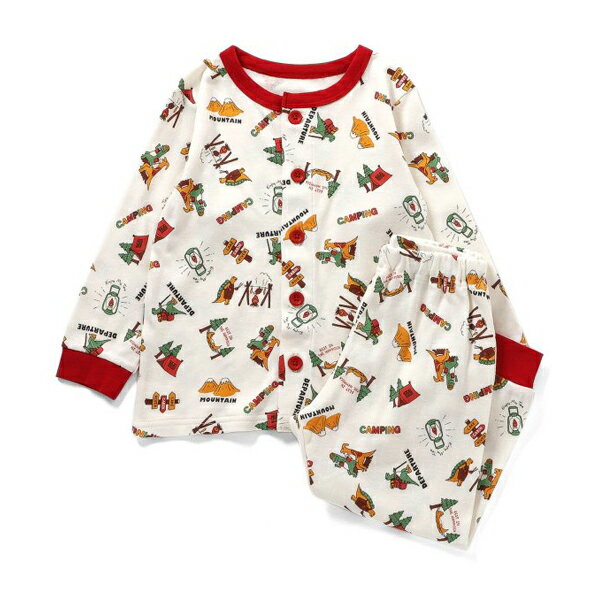 Ampersand(アンパサンド) キャンプ恐竜柄 パジャマ 100 オフホワイト L458084