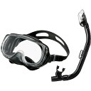 REEF TOURER(リーフツアラー) シリコーン製広視界3眼マスク&潜ってもシュノーケルに水が入らないシュノーケル 2点セット ブラックブラック(BKBK) 10歳から大人用 RC0109
