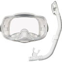 REEF TOURER(リーフツアラー) シリコーン製広視界3眼マスク&潜ってもシュノーケルに水が入らないシュノーケル 2点セット ホワイト(W) 10歳から大人用 RC0109
