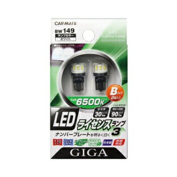 カーメイト(CAR MATE) GIGA LED ライセンスランプ3 Bタイプ 2個入り ホワイト BW149