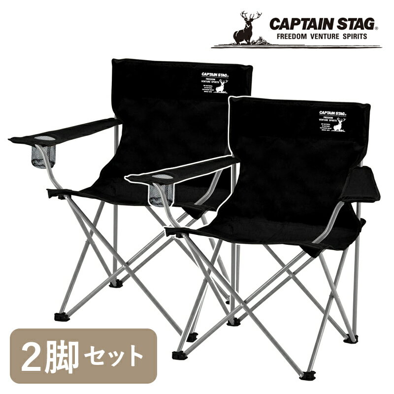 キャプテンスタッグ(CAPTAIN STAG) 【限定カラー】ジュール ラウンジチェア typeII×2脚 ブラック×シルバー UC-1690