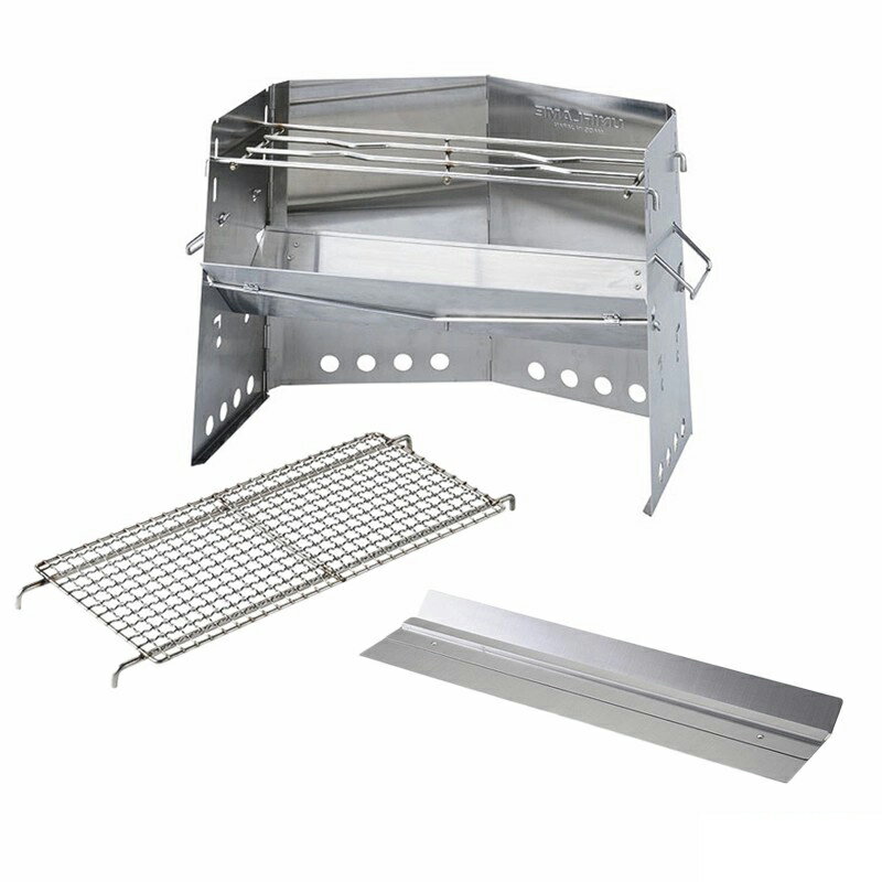 ユニフレーム(UNIFLAME) 薪グリル+薪グリルブリッジ+薪グリルロストルウォール【3点セット】 682906