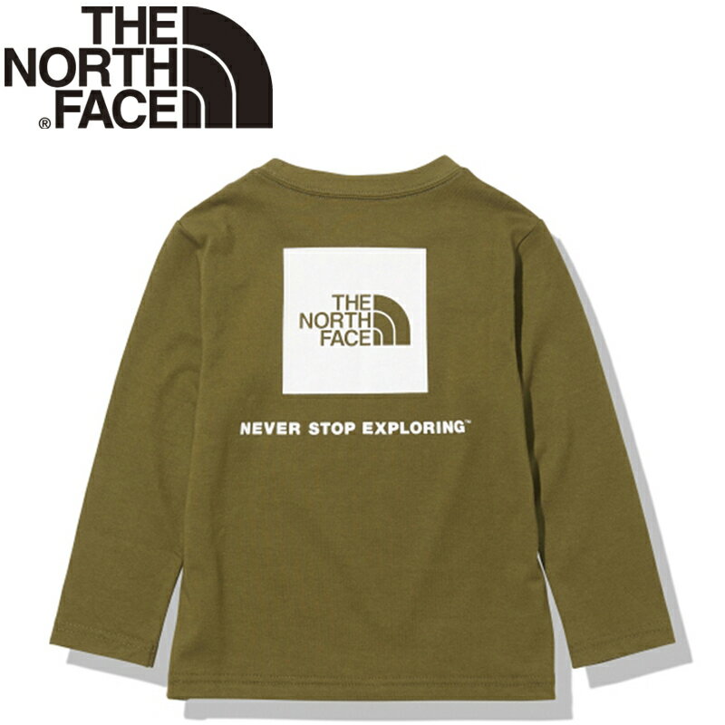 THE NORTH FACE(ザ・ノース・フェイス) K L/S SQUARE LOGO TEE キッズ ロングスリーブ スクエア ロゴティー 130 ロコグリーン(RG) NTJ82020