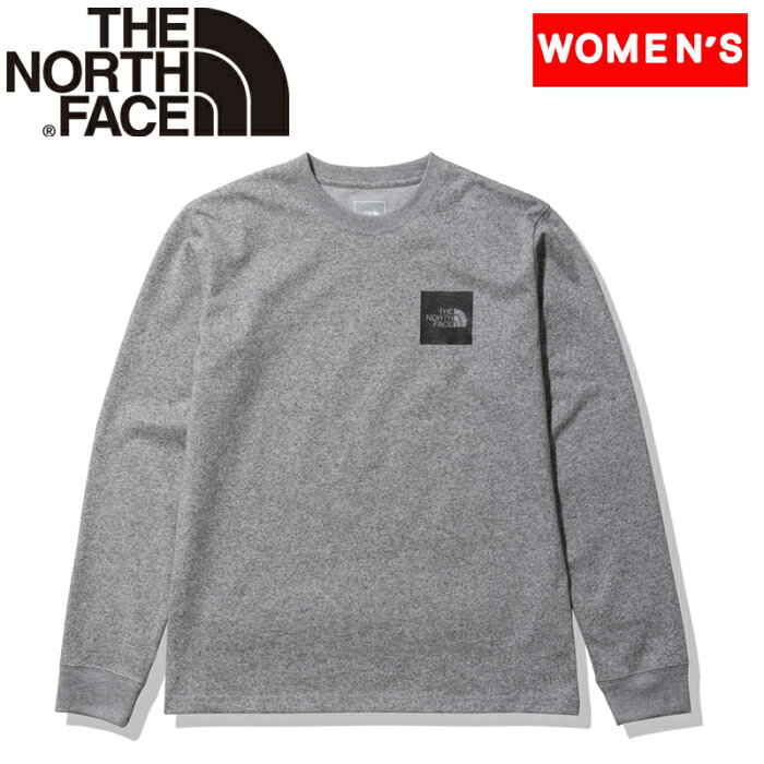 THE NORTH FACE(ザ・ノース・フェイス) L/S SQUARE LOGO TEE(ロングスリーブ スクエア ロゴティー)ウィメンズ L ミックスグレー(Z) NTW82136