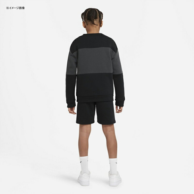 NIKE(ナイキ) スウェット上下セット NSWクルー ショートトラックスーツ ジュニア キッズ 子供 130 (010)ブラック×ダークスモークグレー×ホワイト NJP-DO6789-010