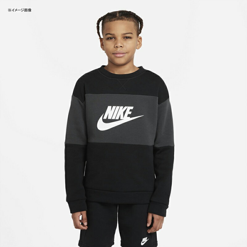 NIKE(ナイキ) スウェット上下セット NSWクルー ショートトラックスーツ ジュニア キッズ 子供 130 (010)ブラック×ダークスモークグレー×ホワイト NJP-DO6789-010