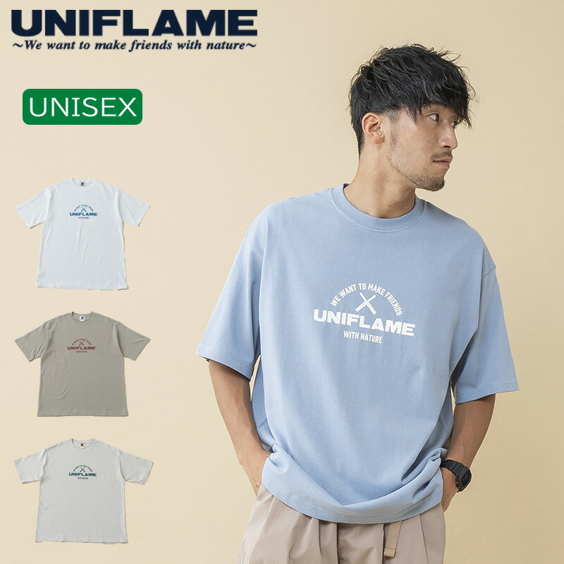 ユニフレーム(UNIFLAME) 9.1オンス マグナムウェイト STプリント Tシャツ L アシッドブルー URNT-12