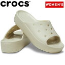 CROCS(NbNX) CLASSIC PLATFORM SLIDE(NVbN vbgtH[ XCh) 23cm(W7) Bone 208180