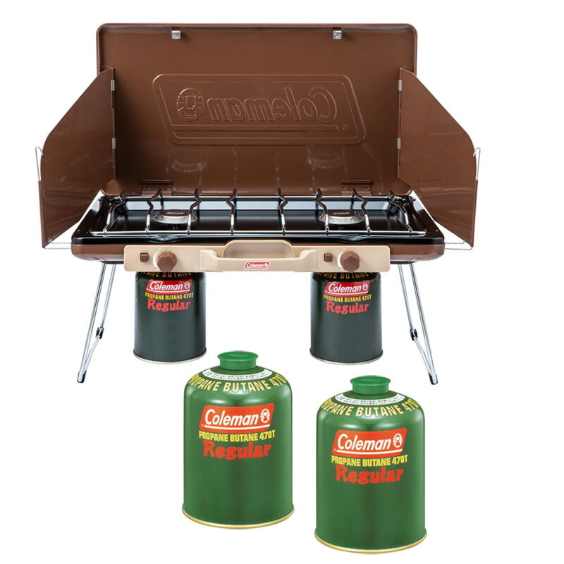 Coleman(コールマン) パワーハウスLPツーバーナーストーブ【純正LPガス缶2個プレゼント!】 バターナッツ