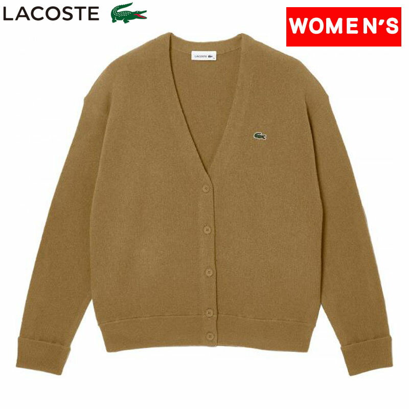 LACOSTE(ラコステ) Women's プレーン Vネックニット カーディガン ウィメンズ 34 ブラウン(SIX) AF954599