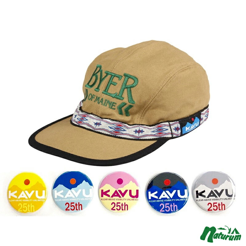 KAVU(カブー) 【25周年缶バッチ付き】エンブロイダリー ストラップキャップ L BYER×Khaki 19810756183007