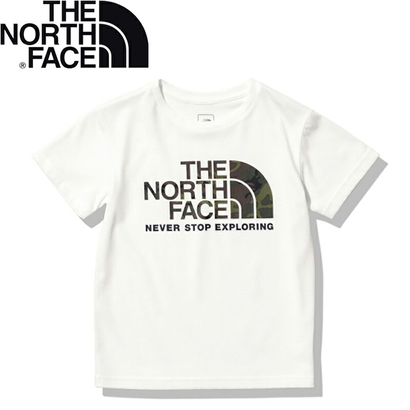 楽天ナチュラム 楽天市場支店THE NORTH FACE（ザ・ノース・フェイス） 【24春夏】K S/S CAMO LOGO TEE（ショートスリーブ カモロゴティー）キッズ 140cm ホワイト（W） NTJ32359