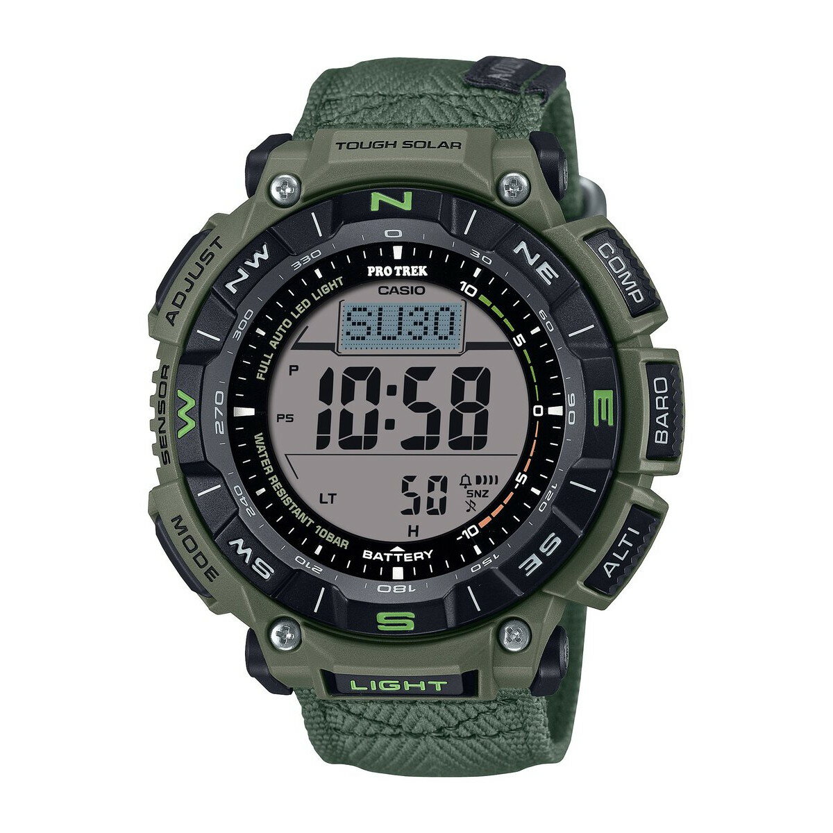 【12/1 最大2,000円OFFクーポン&全品P2】 PROTREK(プロトレック) 【国内正規品】PRG-340B-3JF 10気圧防水 タフソーラー カーキ PRG-340B-3JF