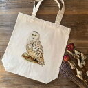 トートバッグ / フォン ライト ブラザーズ「シロフクロウ」 カバン キャンバス 帆布 ふくろう フクロウ 梟 鳥 動物 アニマル 絵画 アート レトロ マット ペア 個性的 おもしろ