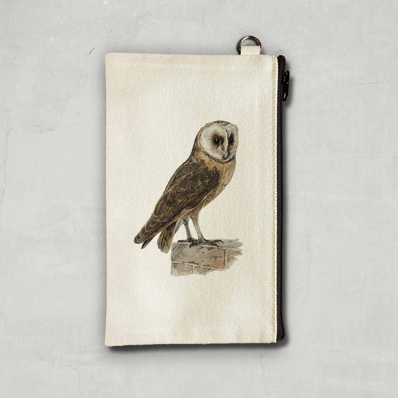 キャンバスポーチ / フォン ライト ブラザーズ「ムネグロメンフクロウ」 ポーチ 帆布 ふくろう 梟 メンフクロウ 動物 アニマル 絵 絵画 アート レトロ マット ペア 個性的 おもしろ 2