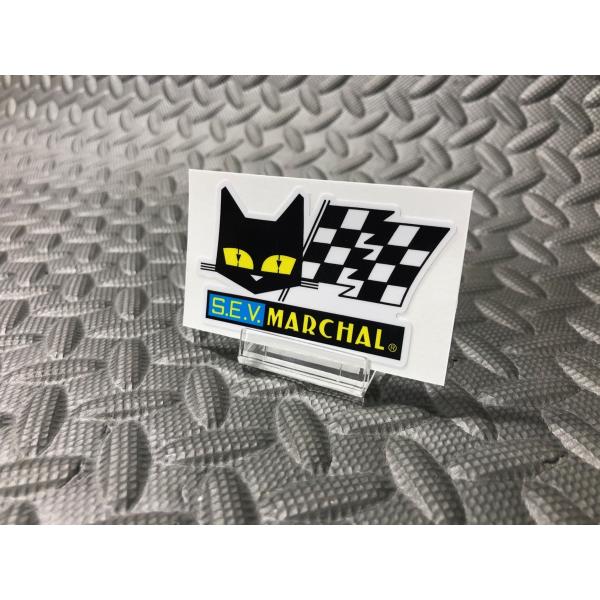 栃木発★ SEV MARCHAL 正規品 マーシャル ステッカー フラッグ小 68mm × 40mm 白 黒 青 ブラック ホワイト ブルー 検) 耐候 野外 使用可 フェンダー ロケット カウル ガラス スクリーン Marchal シビエ ルーカス ロゴ CIBIE デカール シール Bosozoku style Kaido racer