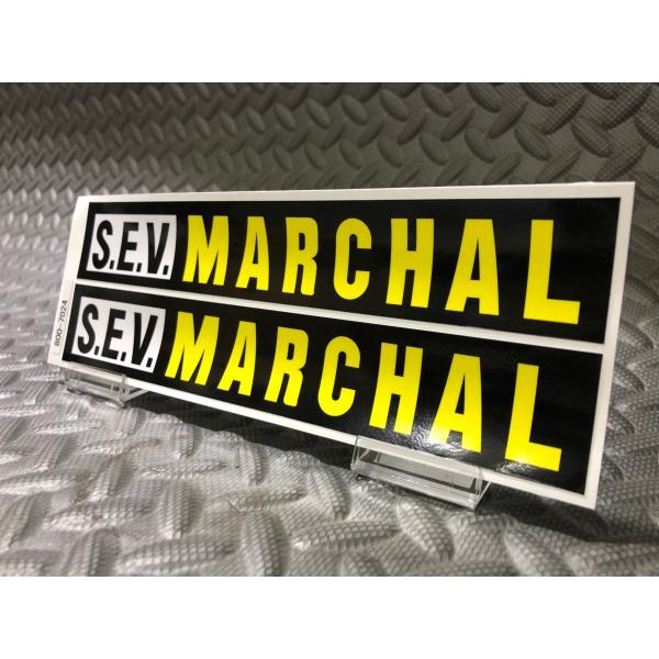 樂天商城 - 栃木発★ マーシャル SEV MARCHAL 正規品 ステッカー ロゴ ロゴ ブラック 中 2枚セット 200mm × 33mm 黒 黄 検) 耐候 野外 使用可 フェンダー ロケット カウル ガラス スクリーン Marchal シビエ ルーカス ロゴ CIBIE デカール シール Bosozoku style Kaido racer