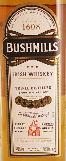 ブッシュミルズ アイリッシュ ウイスキー 40度 BUSHMILLS IRISH WHISKEY The "Old Bushmills" Distillery 1608