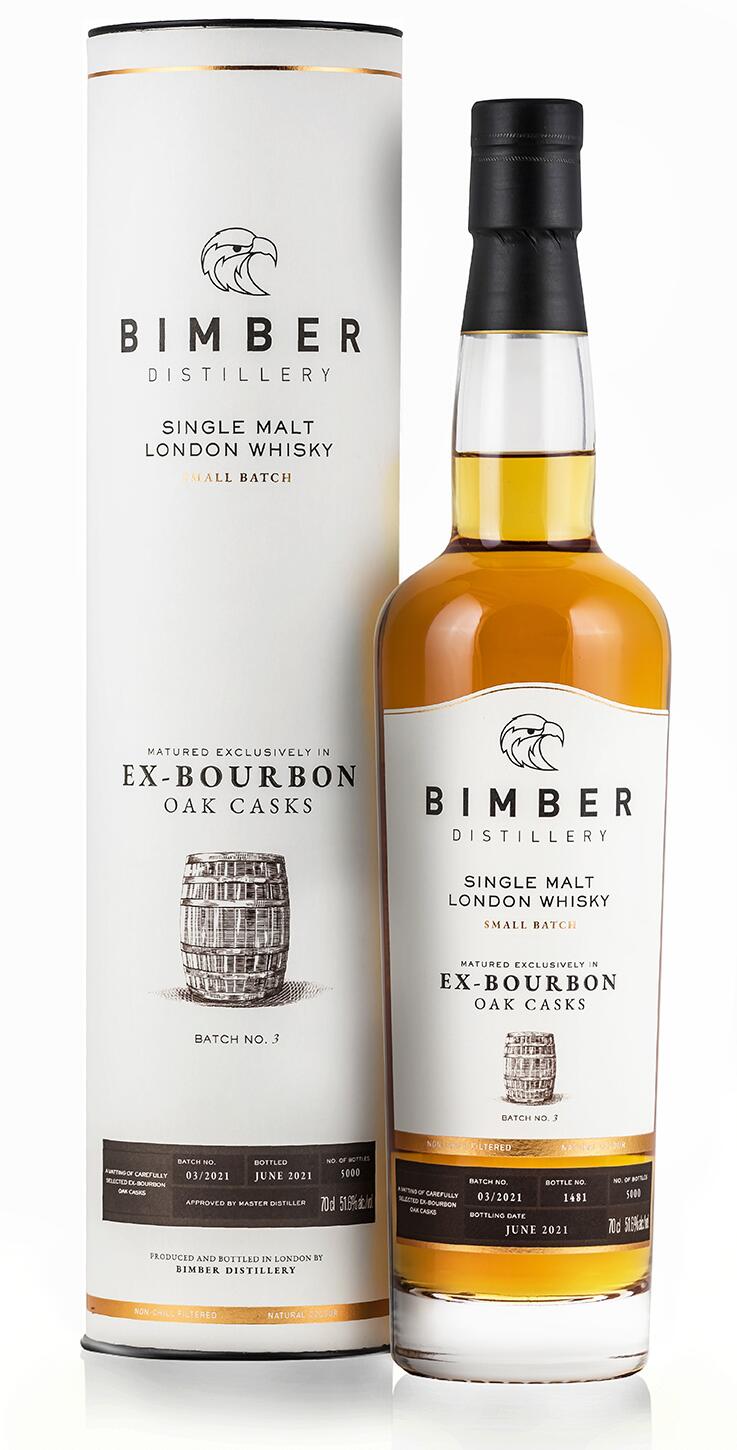 ビンバー EX-バーボン オークカスク スモール バッチ NO.003 51.6° 700ML 【限定品:専用カートン有】BIMBER DISTILLERY EX-BOURBON OAK CASKS SMALL BATCH NO. 003 51.6% 700ml SINGLE MALT LONDON WHISKY