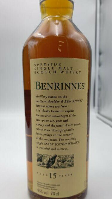 ベンリネス 15年(UD花と動物) 43° 700ml 限定品【並行輸入品 箱なし】BENRINNES 15Y 43% 700mlSPEYSIDE SINGLE MALT SCOTCH WHISKY