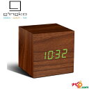 GINGKO ギンコー CUBE click clock キューブクリッククロック ウォルナット グリーン LED GNK030007 置き時計 日付 温度表示...