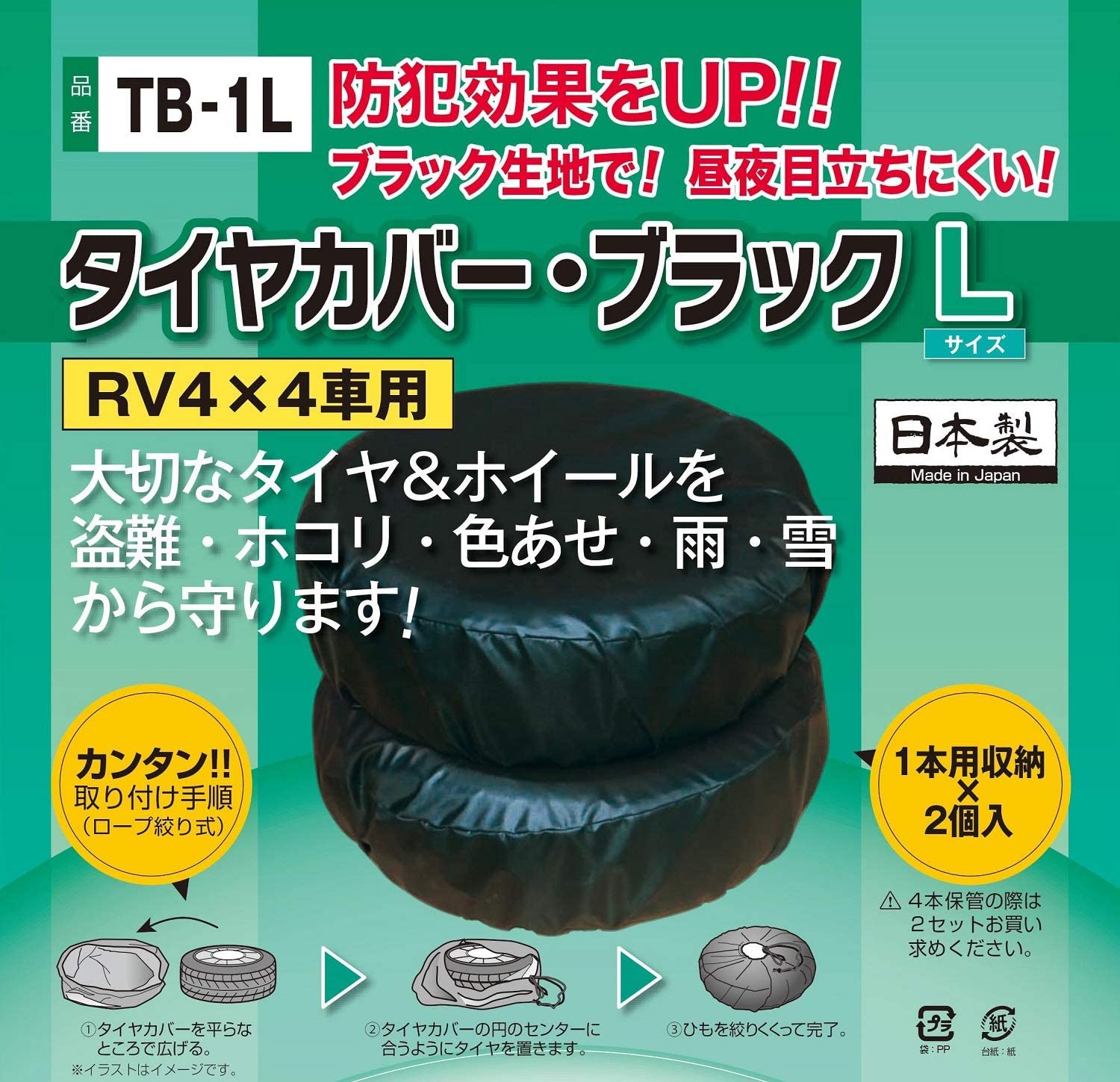 タイヤカバー　 1本収納用 2枚入り 【送料無料】