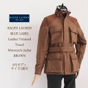 【SALE】【BLUE LABEL by Ralph Lauren】ラルフローレン ブルーレーベル レザートリム ツイード モータサイクル ジャケット/BROWN【あす楽対応】