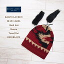 【SALE】【BLUE LABEL by Ralph Lauren】ラルフローレン ビーコン タッセル ハンドニット キャップ/RED/BLACK【あす楽対応】